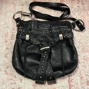 Black leather crossbody bag